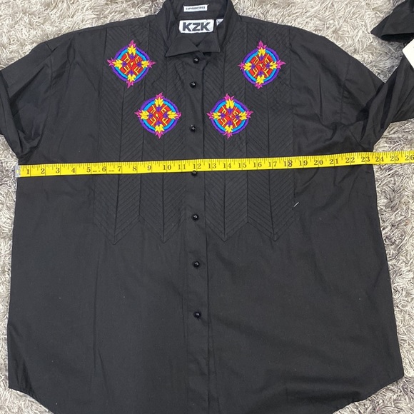 NWT Vintage KZK western vibe black shirt with embroidery long sleeve SZ L - Picture 6 of 9